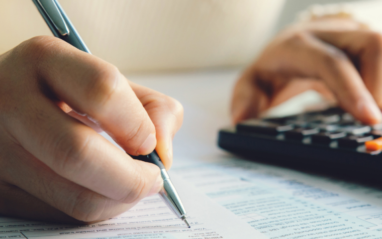 Person working on tax documents