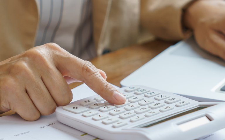 person using calculator