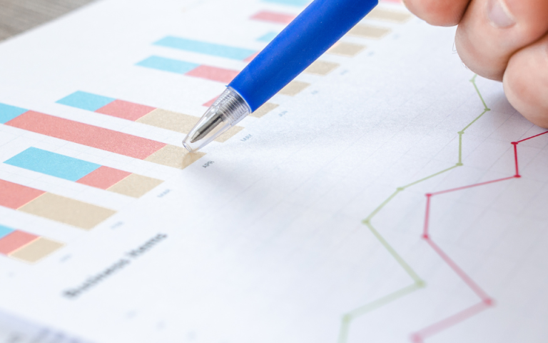 printed page of charts and graphs
