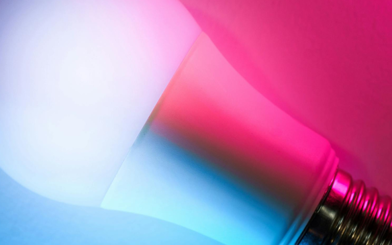 brightly colored light bulb