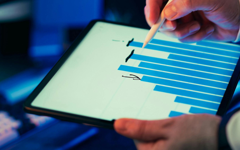 screen showing line graph with growth