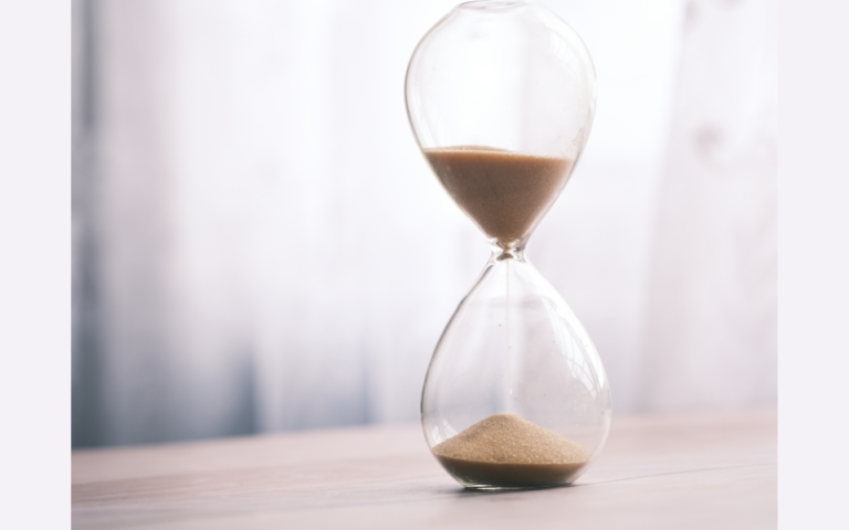 hourglass on a table