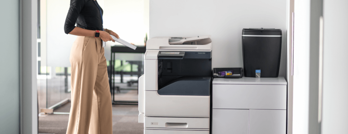 woman using office printer