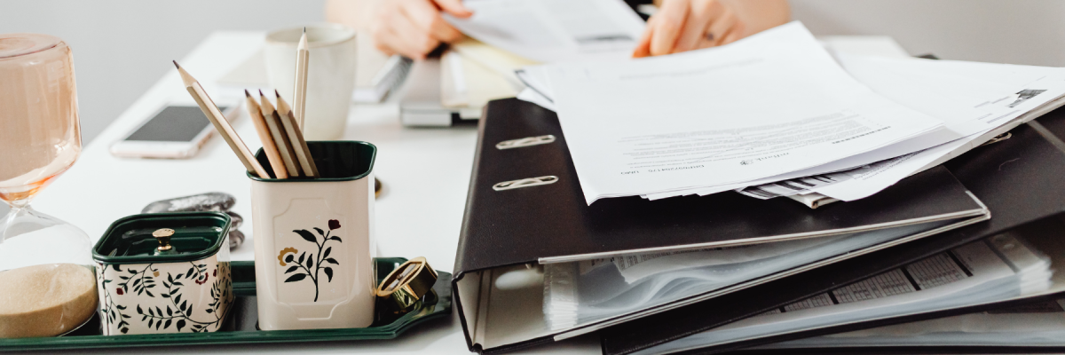 many piles of documents