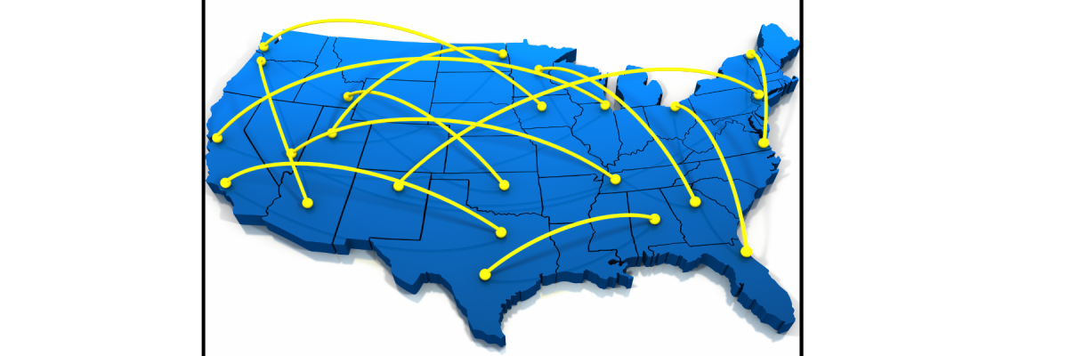 map of US with lines connecting states