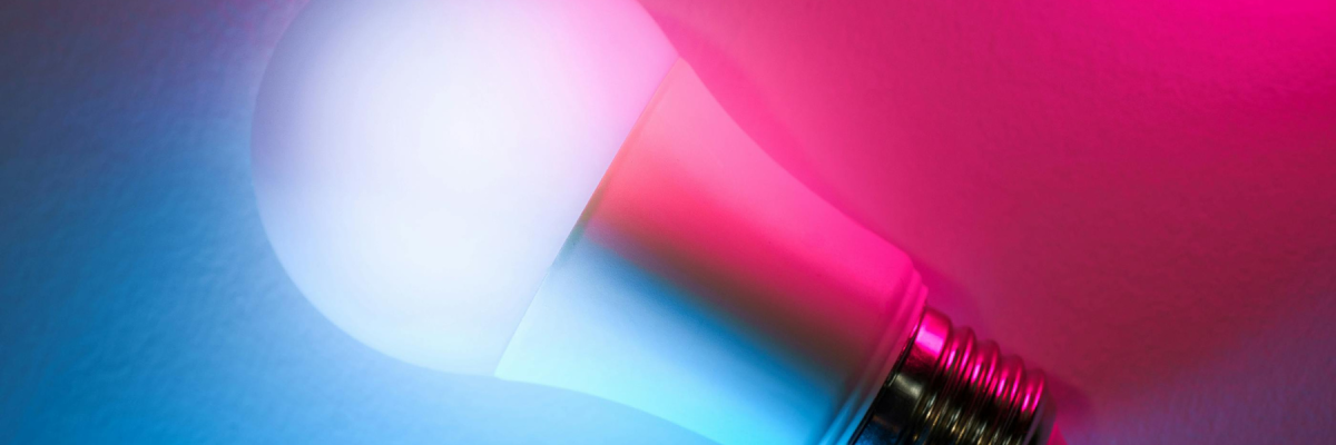 brightly colored light bulb