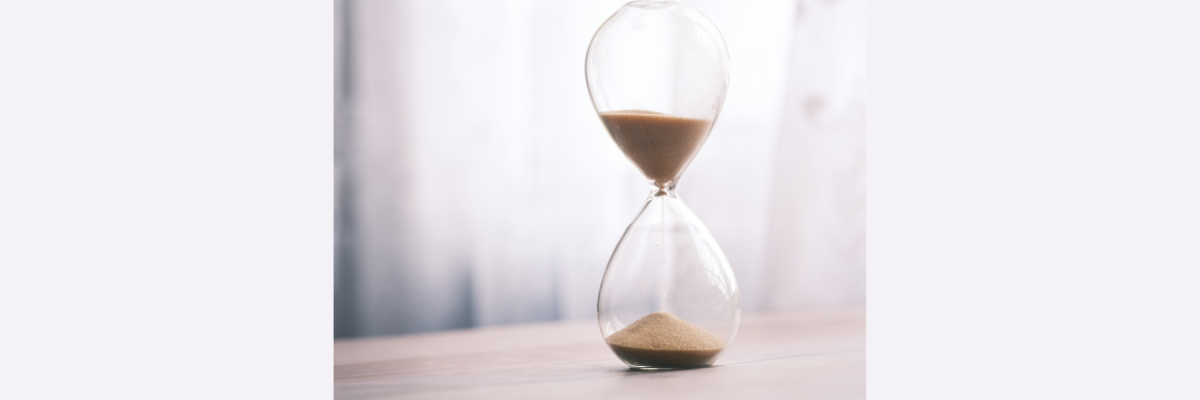 hourglass on a table